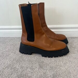 Zara Tan and Black Combat Boots